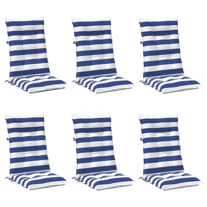 Tuinkussen 6 st Blauw en Wit 120 x 50 x 7 cm Stof