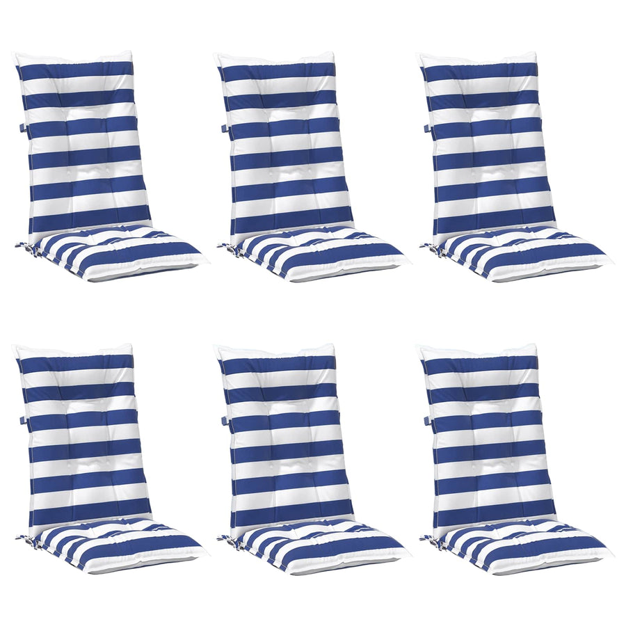 Tuinkussen 6 st Blauw en Wit 120 x 50 x 7 cm Stof