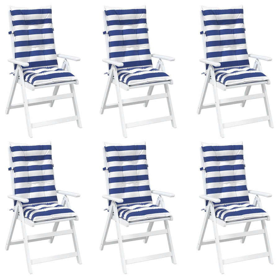 Tuinkussen 6 st Blauw en Wit 120 x 50 x 7 cm Stof