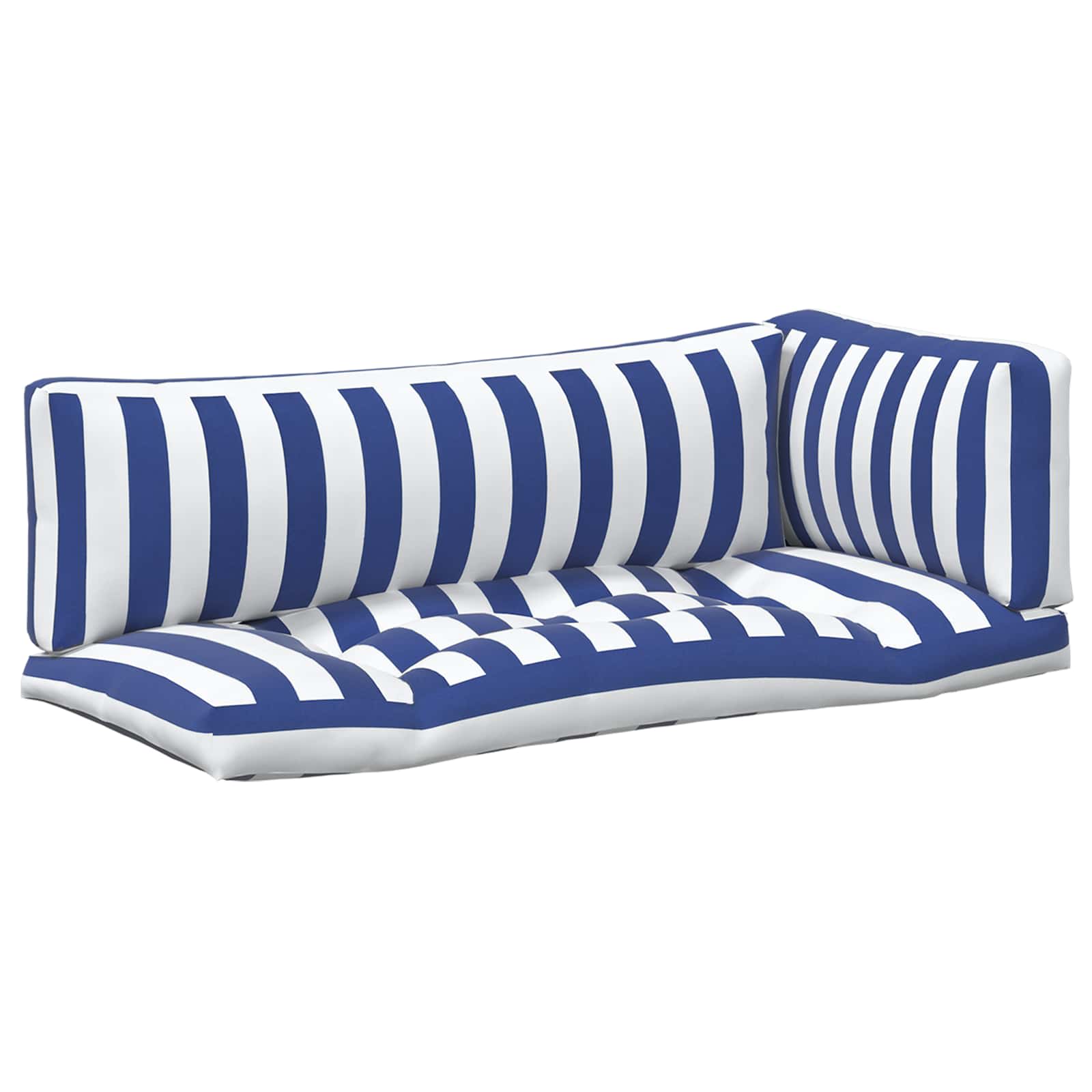 Buiten Kussen 3 pcs Blauw en Wit 103 x 58 x 10 cm Stof