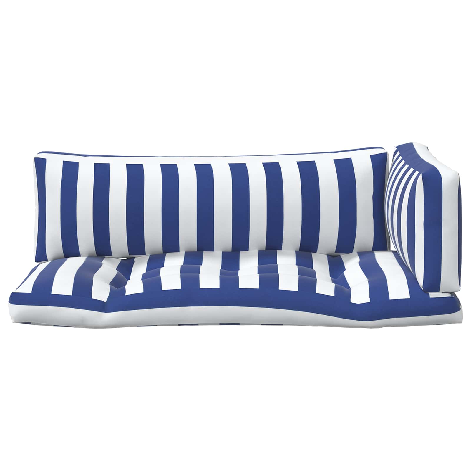 Buiten Kussen 3 pcs Blauw en Wit 103 x 58 x 10 cm Stof