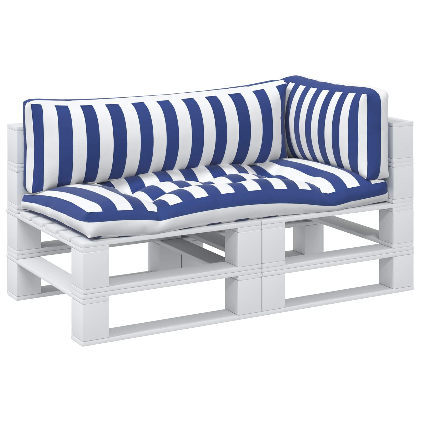 Buiten Kussen 3 pcs Blauw en Wit 103 x 58 x 10 cm Stof