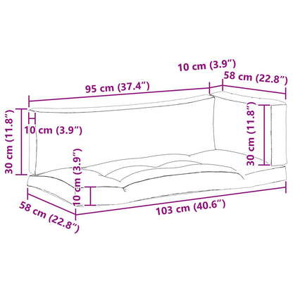 Buiten Kussen 3 pcs Blauw en Wit 103 x 58 x 10 cm Stof