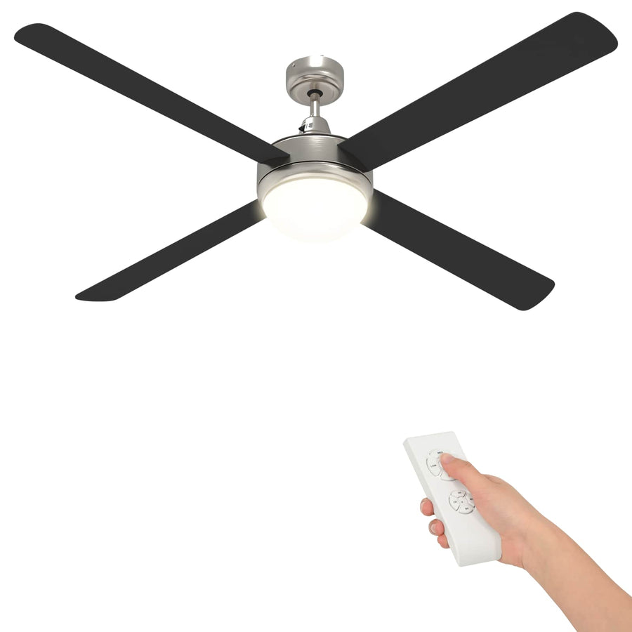 Plafondventilator met licht en afstandsbediening Ø 130 cm Zwart