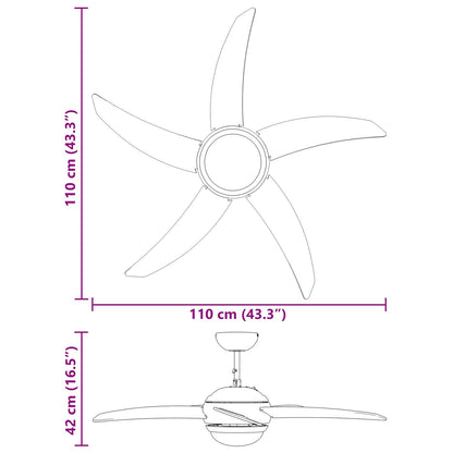 Plafondventilator met licht en afstandsbediening Ø 110 cm