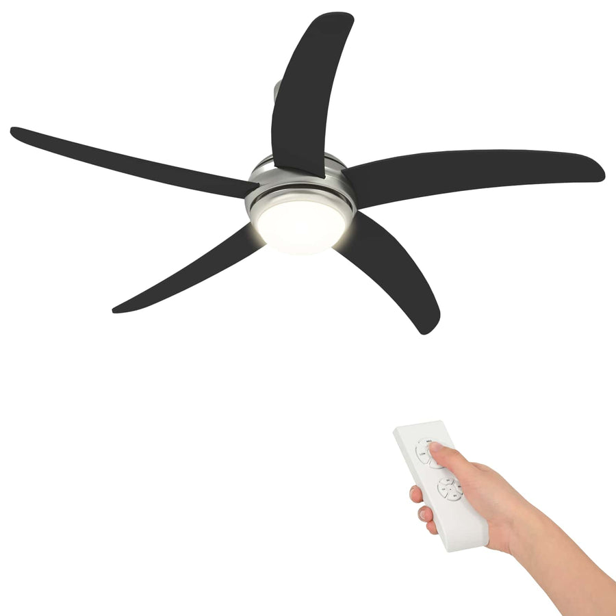 Plafondventilator met licht en afstandsbediening Ø 130 cm Zwart