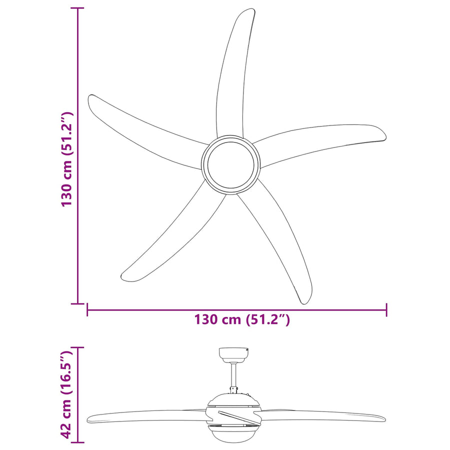 Plafondventilator met licht Ø 130 cm Sonoma