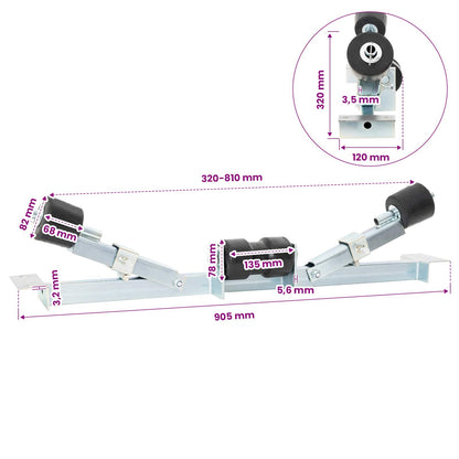 Boot Trailer Ondersteuning 90,5 x 12 x 32 cm zilver