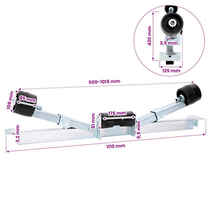Boot Trailer Ondersteuning 90,5 x 12 x 32 cm zilver