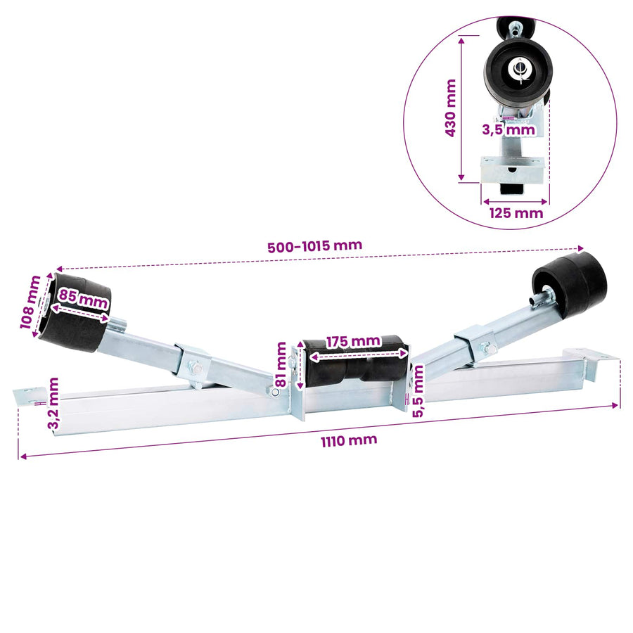Boot Trailer Ondersteuning 90,5 x 12 x 32 cm zilver