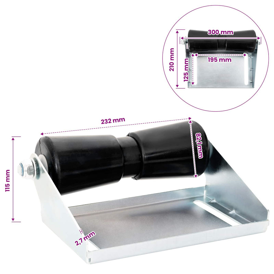 Boot Trailer Roller met Beugel 25,4 cm Gegalvaniseerd staal