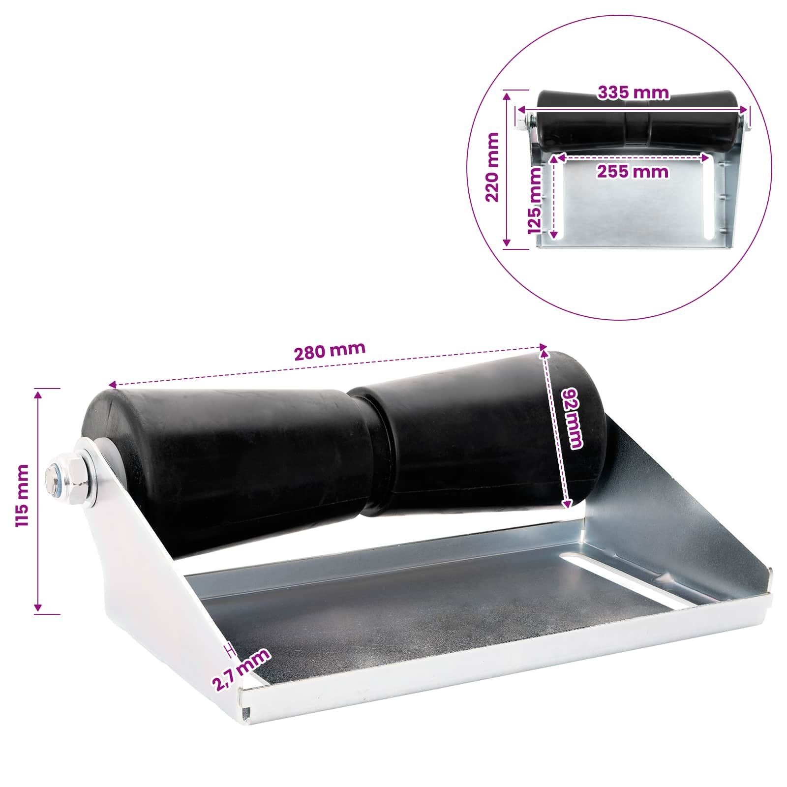 Boot Trailer Roller met Beugel 30,5 cm Gegalvaniseerd staal
