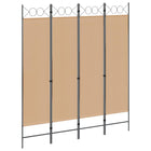 4-Panel Room Divider Beige 160 x 180 cm Fabric