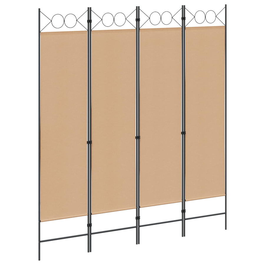 4-panelen roomdivider Beige 160 x 180 cm Stof