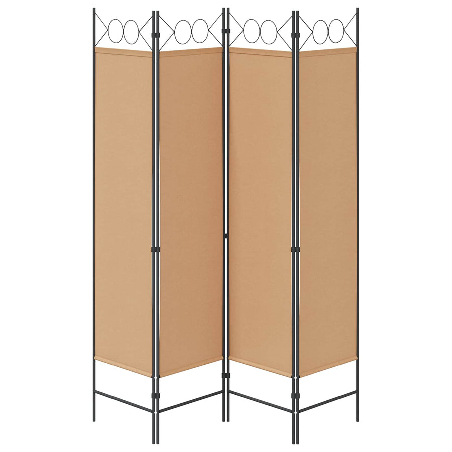 4-panelen roomdivider Beige 160 x 180 cm Stof