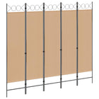 5-Panel Room Divider Beige 200 x 180 cm Fabric