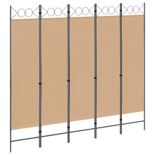 5-Panel Room Divider Beige 200 x 180 cm Stof