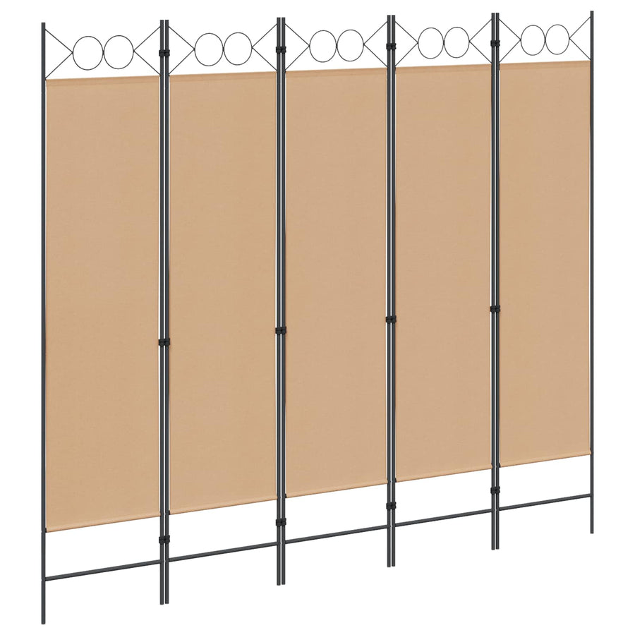 5-Panel Room Divider Beige 200 x 180 cm Stof