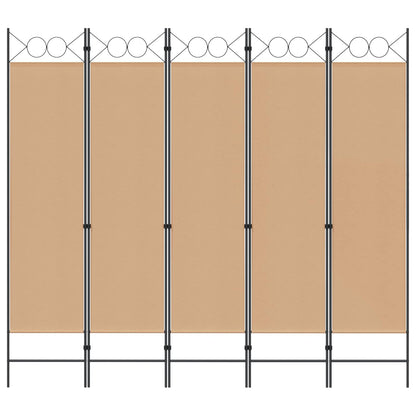 5-Panel Room Divider Beige 200 x 180 cm Stof