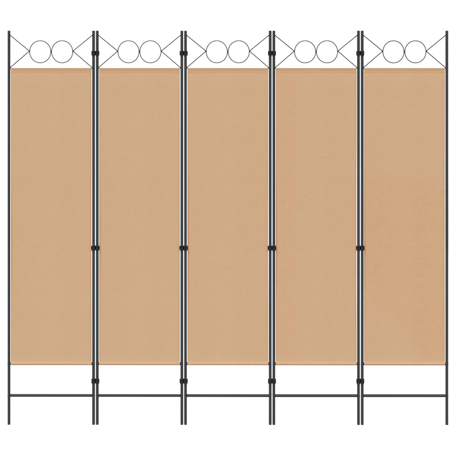 5-Panel Room Divider Beige 200 x 180 cm Stof