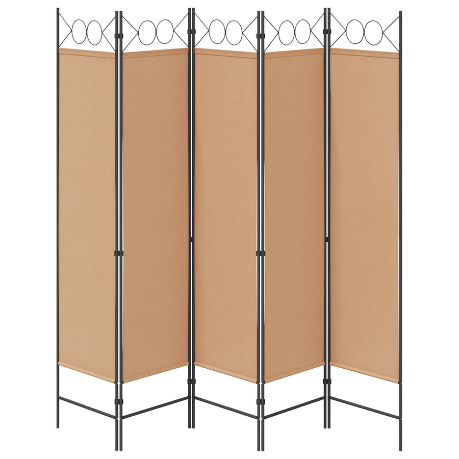 5-Panel Room Divider Beige 200 x 180 cm Stof
