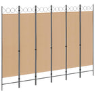 6-Panel Room Divider Beige 240 x 180 cm Fabric