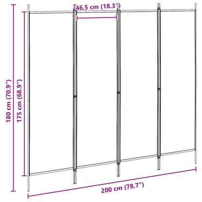 4-panelen roomdivider Beige 200 x 180 cm Stof