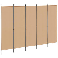 5-Panel Room Divider Beige 250 x 180 cm Stof