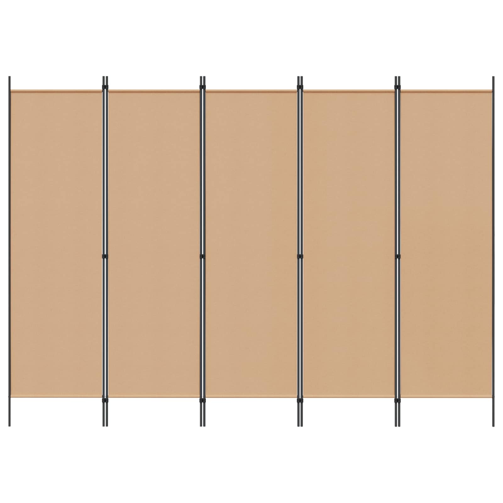 5-Panel Room Divider Beige 250 x 180 cm Stof