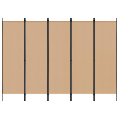 5-Panel Room Divider Beige 250 x 180 cm Stof