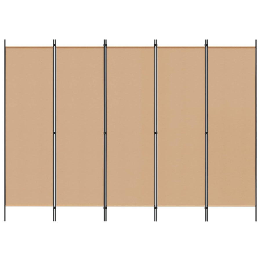 5-Panel Room Divider Beige 250 x 180 cm Stof