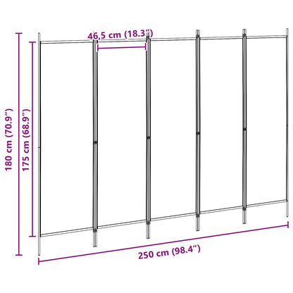 5-Panel Room Divider Beige 250 x 180 cm Stof