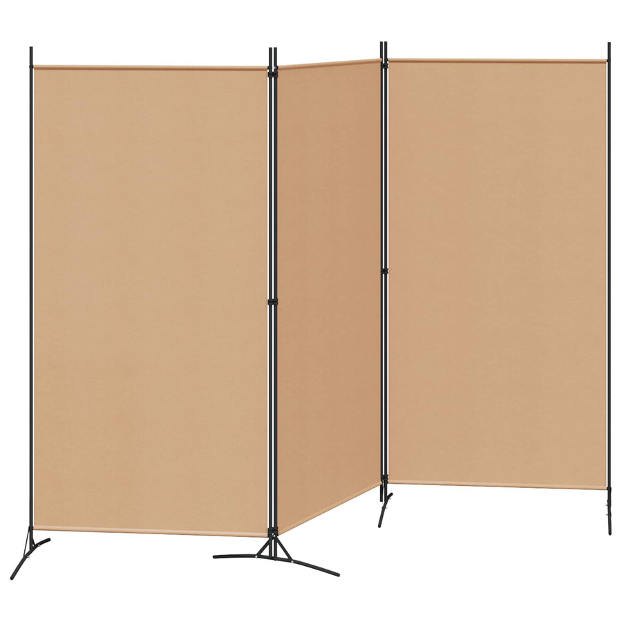 3-Panel Room Divider Beige 260 x 180 cm Stof