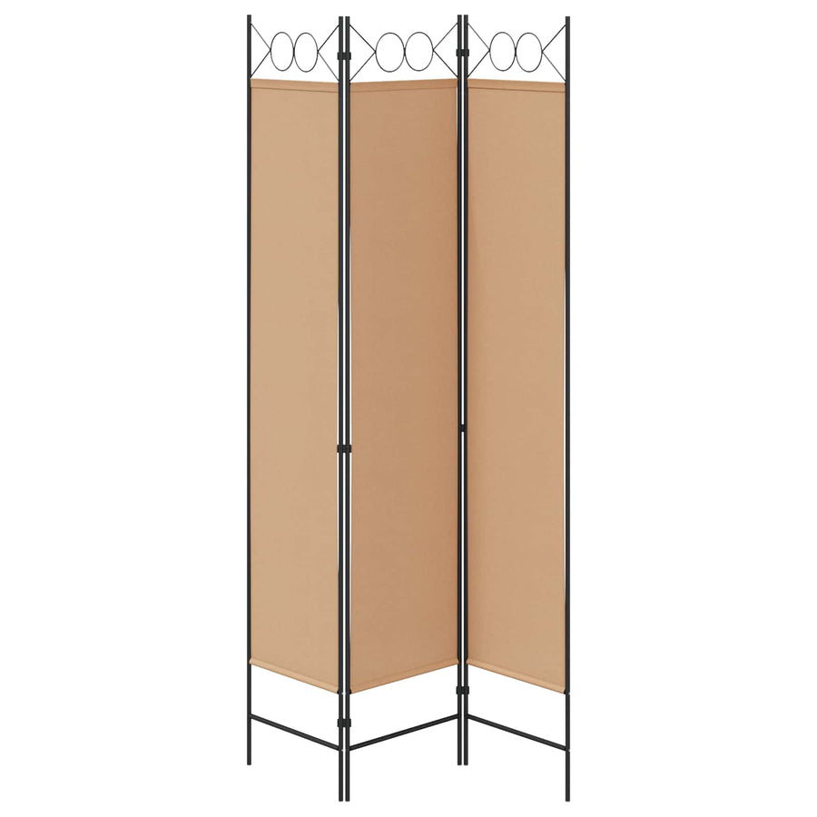 3-Panel Room Divider Beige 120 x 200 cm Stof