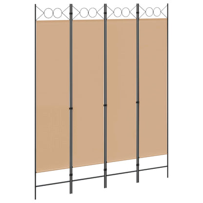 4-panelen roomdivider Beige 160 x 200 cm Stof