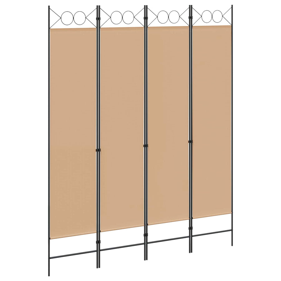 4-panelen roomdivider Beige 160 x 200 cm Stof