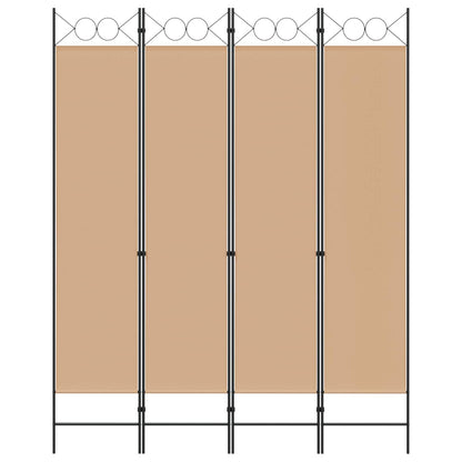 4-panelen roomdivider Beige 160 x 200 cm Stof