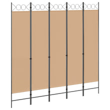 5-Panel Room Divider Beige 200 x 200 cm Stof