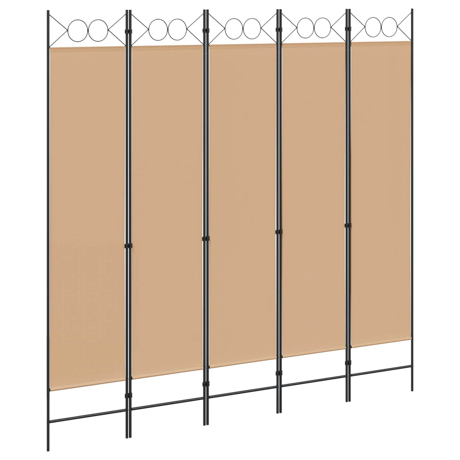 5-Panel Room Divider Beige 200 x 200 cm Stof