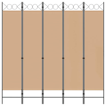 5-Panel Room Divider Beige 200 x 200 cm Stof