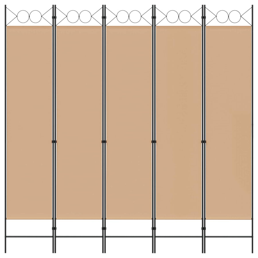 5-Panel Room Divider Beige 200 x 200 cm Stof