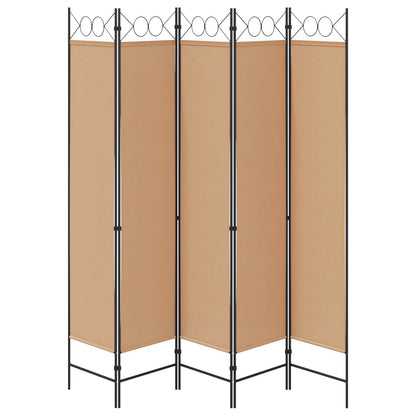 5-Panel Room Divider Beige 200 x 200 cm Stof
