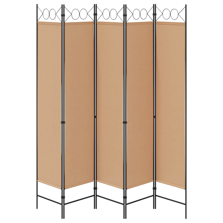 5-Panel Room Divider Beige 200 x 200 cm Stof