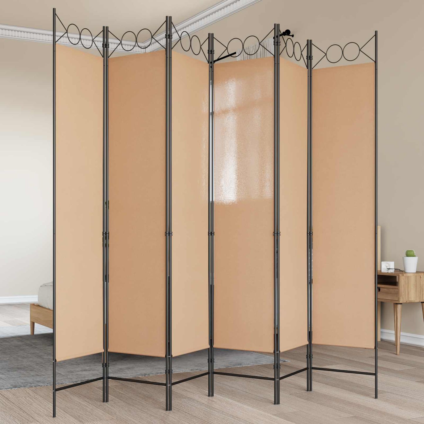 6-Panelen Kamerscherm Beige 240 x 200 cm Stof