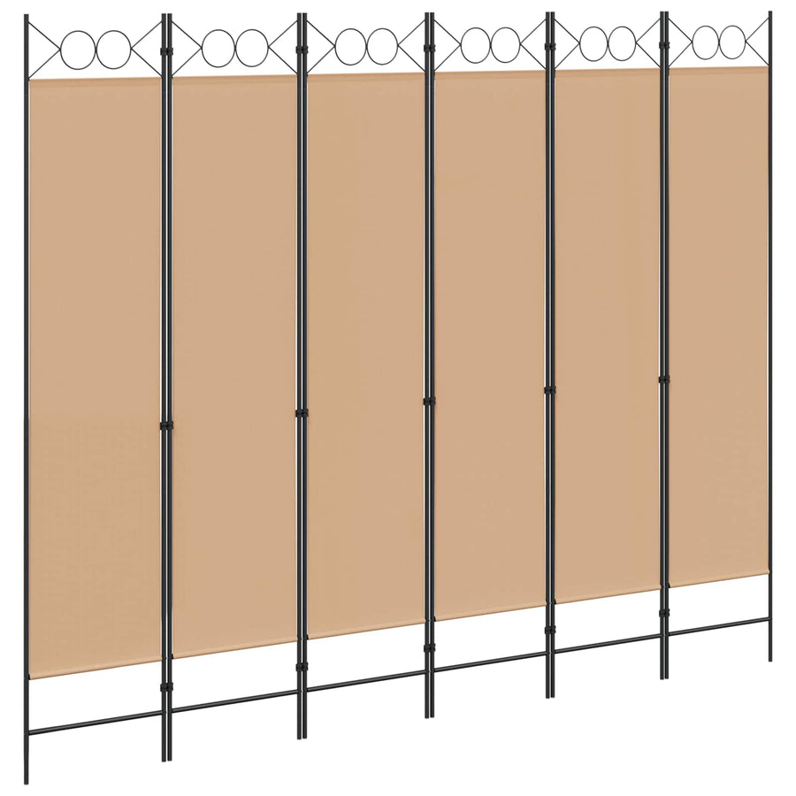 6-Panelen Kamerscherm Beige 240 x 200 cm Stof