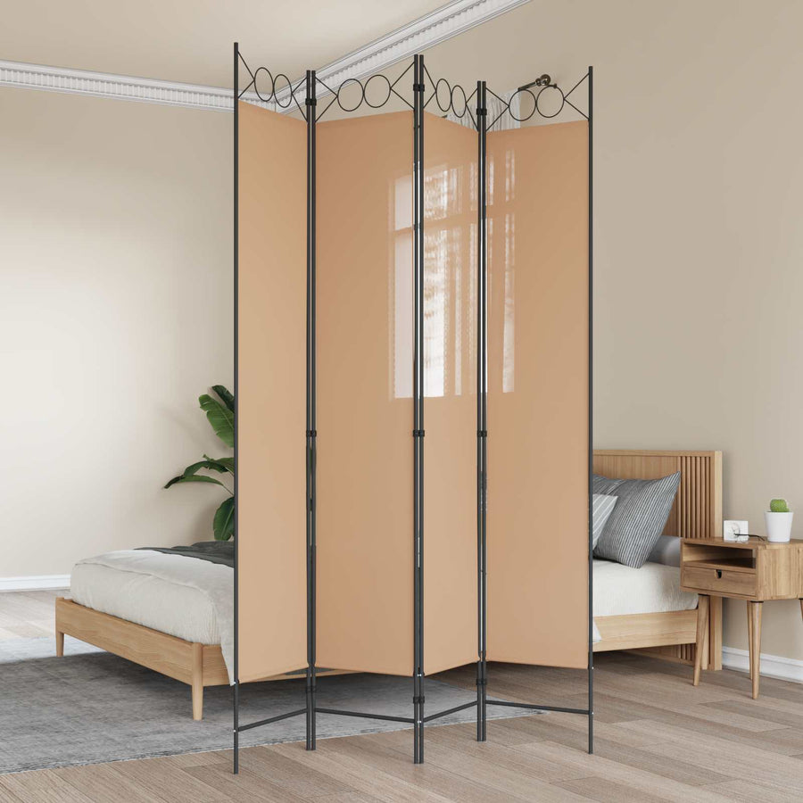 4-panelen roomdivider Beige 160 x 220 cm Stof
