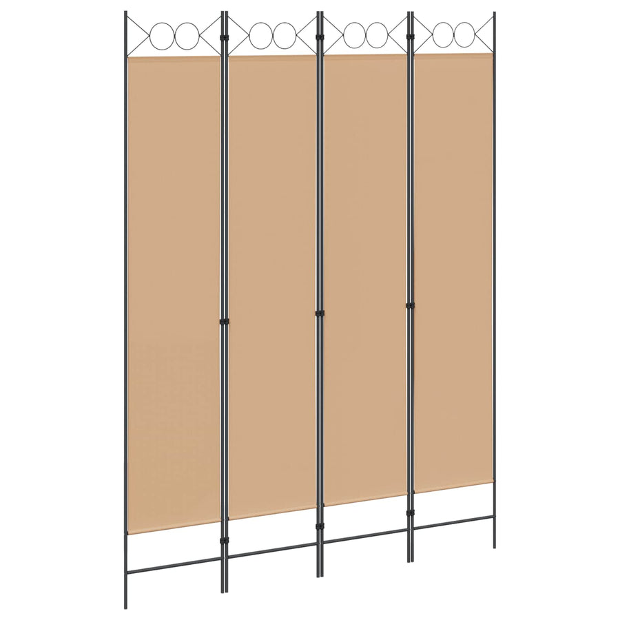 4-panelen roomdivider Beige 160 x 220 cm Stof