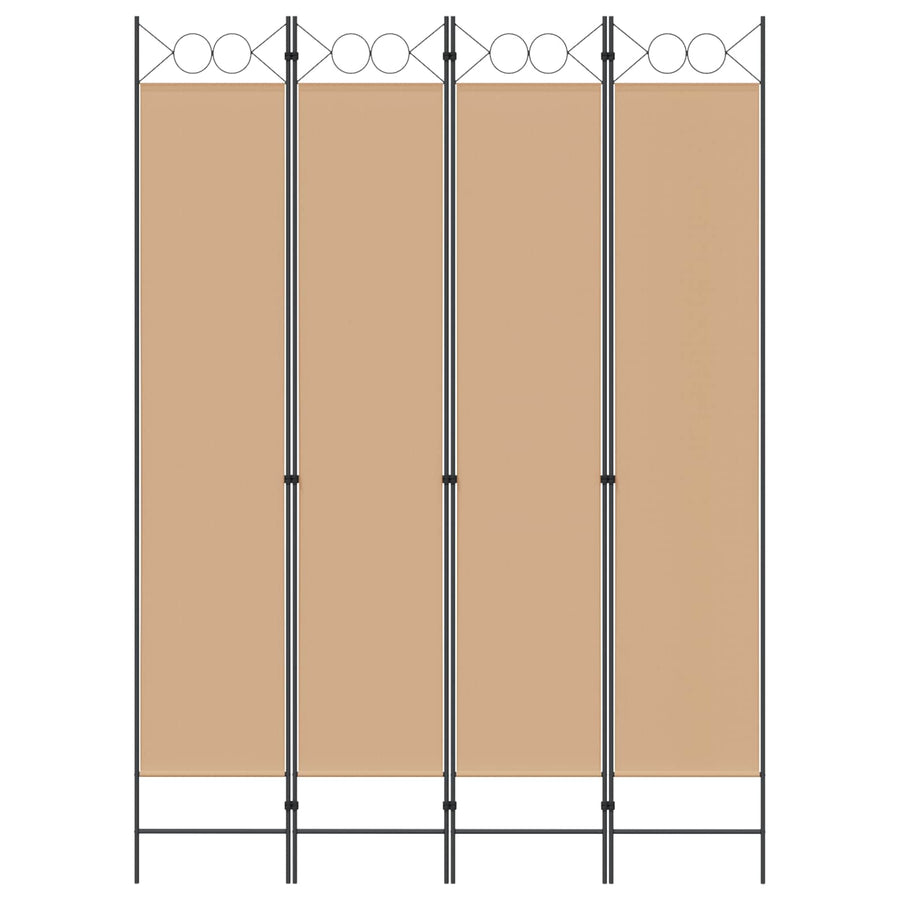 4-panelen roomdivider Beige 160 x 220 cm Stof
