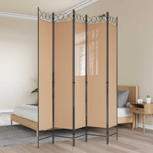 5-Panel Room Divider Beige 200 x 220 cm Stof