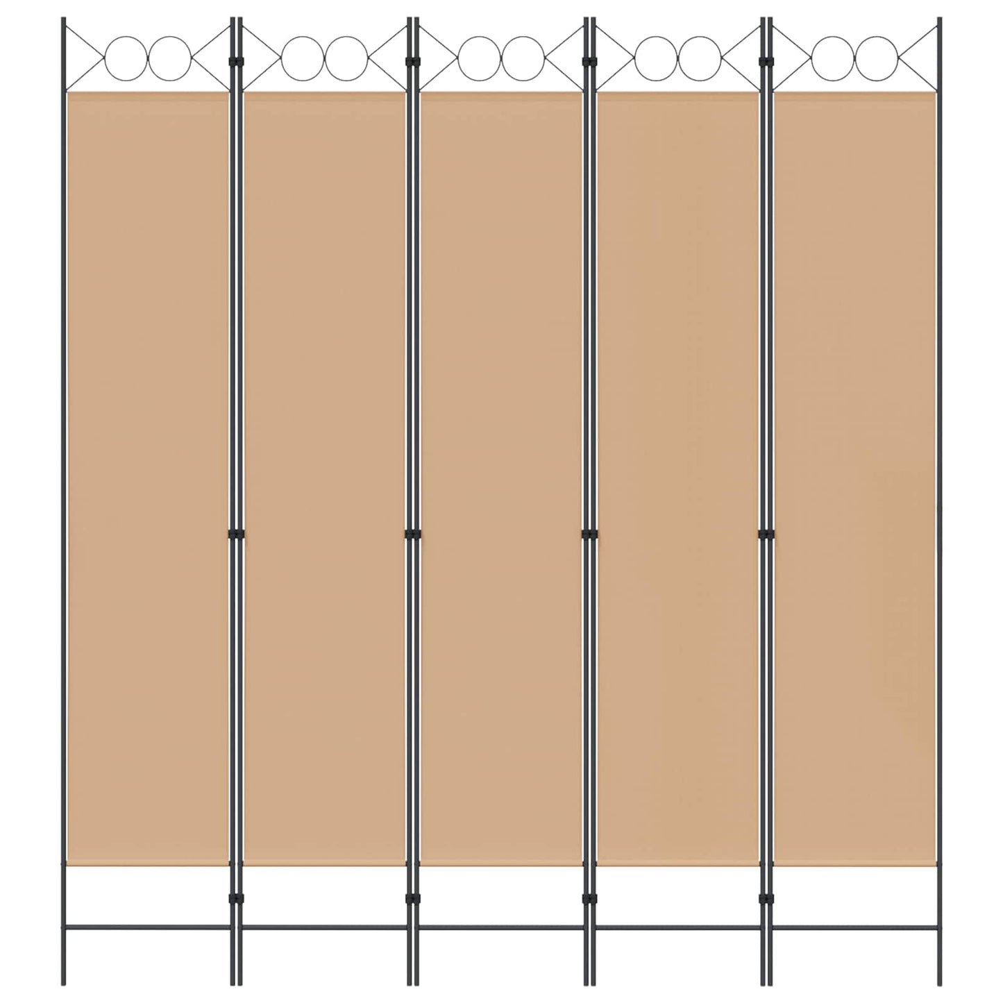 5-Panel Room Divider Beige 200 x 220 cm Stof